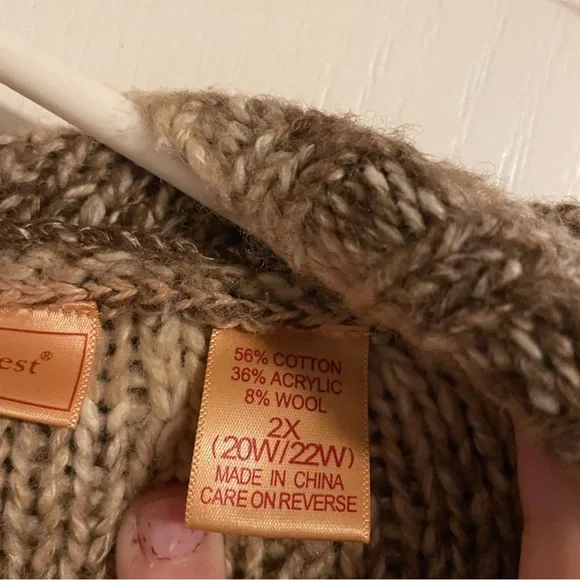 NorthCrest Plus Hooded Wool Blend Button Up Striped Cardigan Sweater Size 2X - Picture 7 of 8